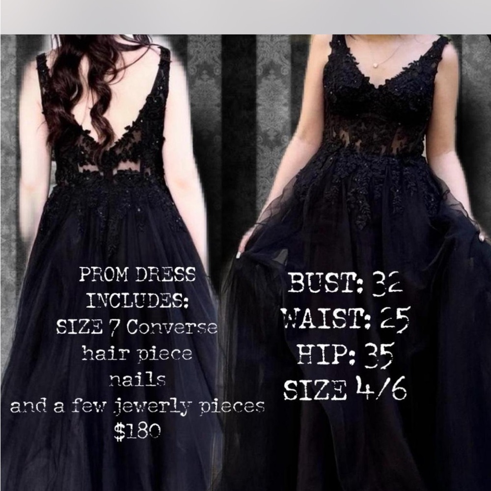 David's Bridal Black Lace Prom Dress